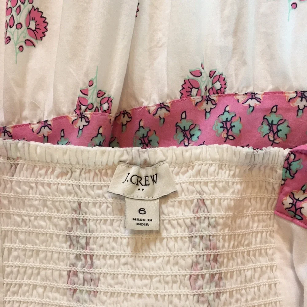 J. Crew | Block-print squareneck tiered midi dress
